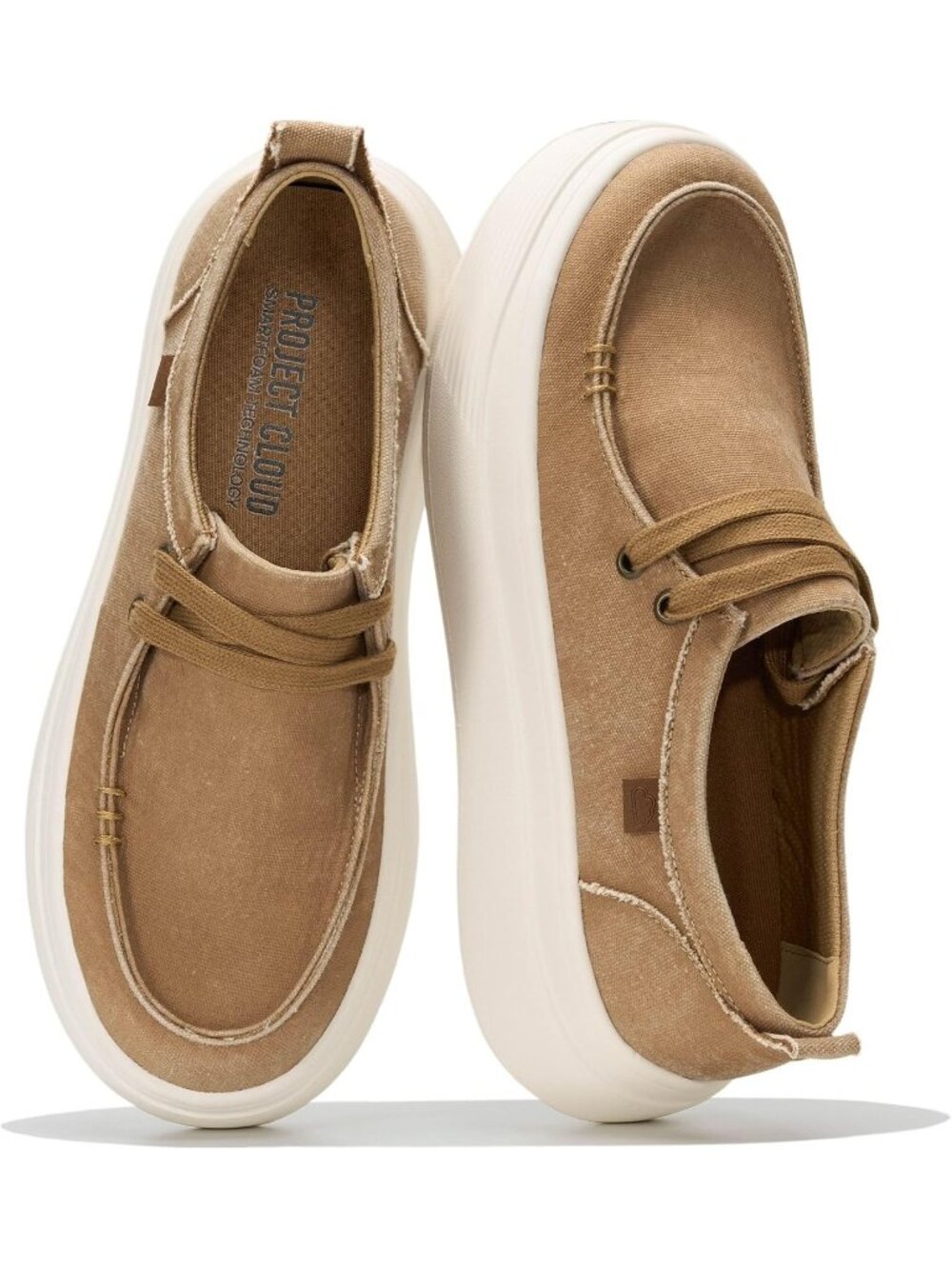 Project Cloud Women's Tobacco Closed Toe Pull On Retro Canvas Platform Loafers